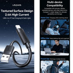 USAMS SJ778 U94 USB to 8핀 2.4A 고속 충전 데이터 케이블, USB to 8핀