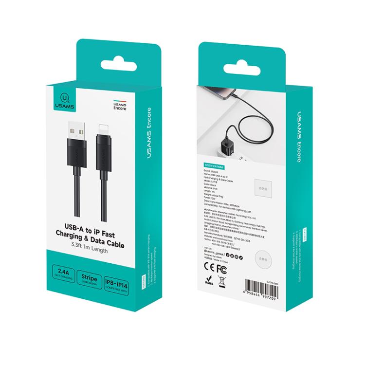 USAMS SJ778 U94 USB to 8핀 2.4A 고속 충전 데이터 케이블, USB to 8핀