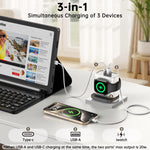 XL-16 3 in 1 20W USB + Type-C 다기능 충전기 애플 워치 무선 충전 기능, 플러그: 미국 플러그