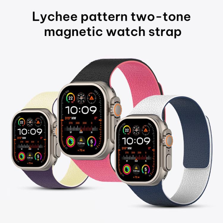 xDfind 컬러 블로킹 리치 텍스처 자석 실리콘 시계 밴드, 애플 워치 42 / 44 / 45 / 46 / 49mm용, 애플 워치 38 / 40 / 41 / S11 42mm용