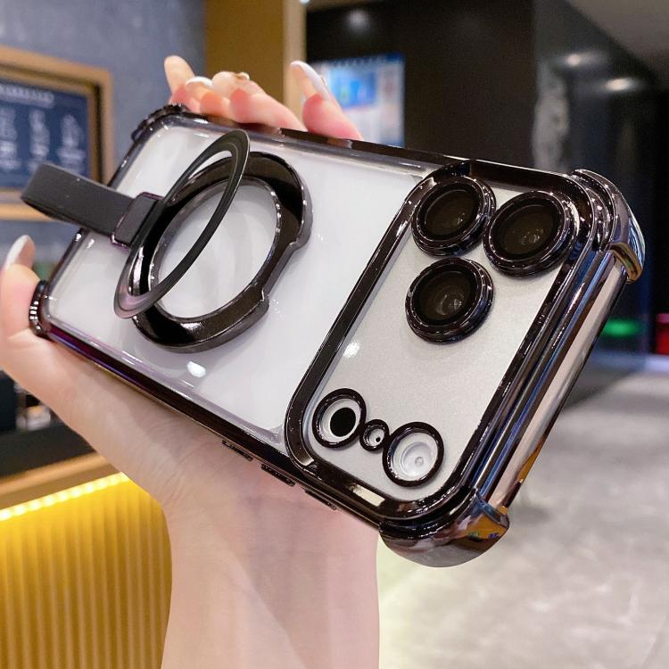 크리스탈 쉴드 링 홀더 TPU + 아크릴 자석 폰 케이스, 아이폰 17 프로 맥스용, 아이폰 17 프로용, 아이폰 17용, 아이폰 에어용, 아이폰 16 프로 맥스용, 아이폰 16 프로용