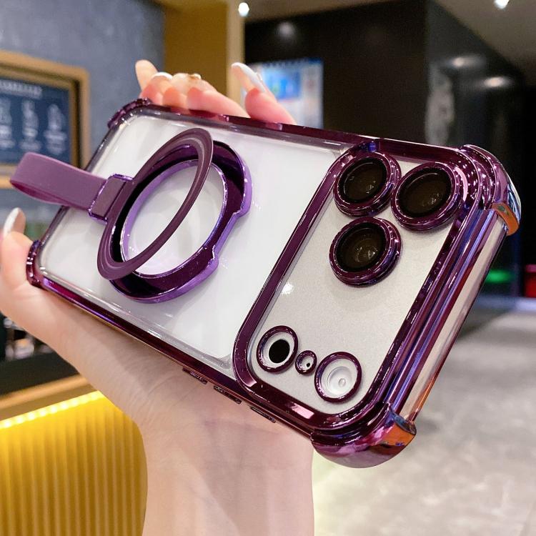 크리스탈 쉴드 링 홀더 TPU + 아크릴 자석 폰 케이스, 아이폰 17 프로 맥스용, 아이폰 17 프로용, 아이폰 17용, 아이폰 에어용, 아이폰 16 프로 맥스용, 아이폰 16 프로용
