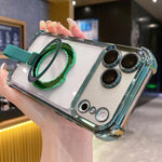 크리스탈 쉴드 링 홀더 TPU + 아크릴 자석 폰 케이스, 아이폰 17 프로 맥스용, 아이폰 17 프로용, 아이폰 17용, 아이폰 에어용, 아이폰 16 프로 맥스용, 아이폰 16 프로용