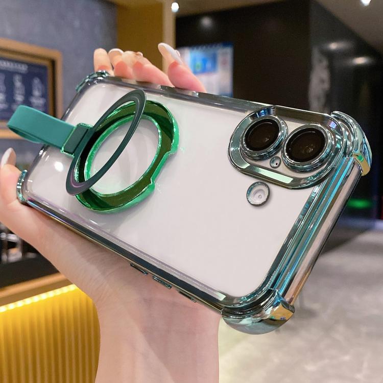 크리스탈 쉴드 링 홀더 TPU + 아크릴 자석 폰 케이스, 아이폰 17 프로 맥스용, 아이폰 17 프로용, 아이폰 17용, 아이폰 에어용, 아이폰 16 프로 맥스용, 아이폰 16 프로용