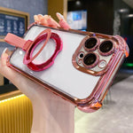 크리스탈 쉴드 링 홀더 TPU + 아크릴 자석 폰 케이스, 아이폰 17 프로 맥스용, 아이폰 17 프로용, 아이폰 17용, 아이폰 에어용, 아이폰 16 프로 맥스용, 아이폰 16 프로용