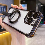 크리스탈 쉴드 링 홀더 TPU + 아크릴 자석 폰 케이스, 아이폰 17 프로 맥스용, 아이폰 17 프로용, 아이폰 17용, 아이폰 에어용, 아이폰 16 프로 맥스용, 아이폰 16 프로용
