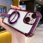 Crystal Shield Ring Holde TPU + Acrylic Magnetic Phone Case, For iPhone 13