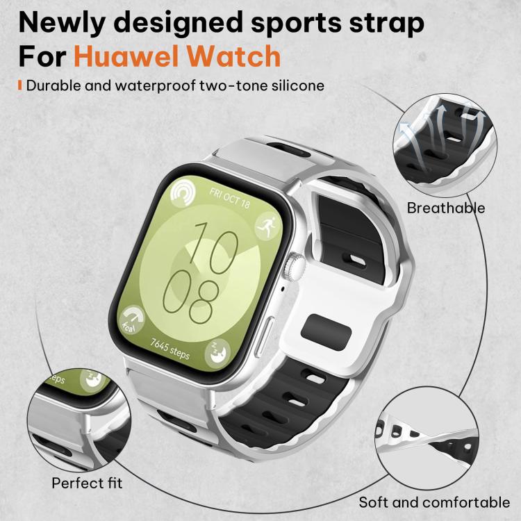 xDfind Flat-head Dual-color Silicone Watch Band, For Huawei Watch Fit4 Pro / Fit4 / Fit3, For Huawei Watch D2