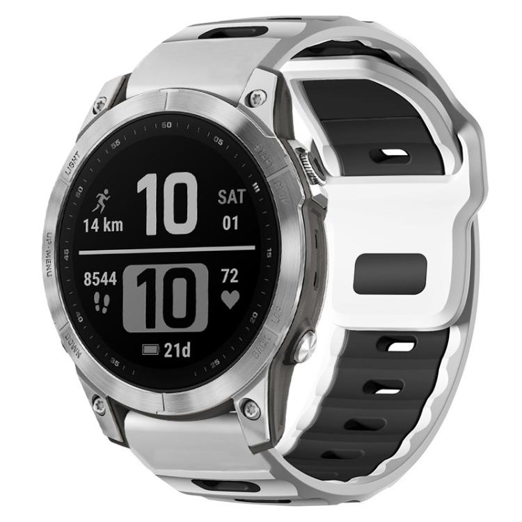 xDfind Flat-head Dual-color Silicone Watch Band, For Garmin Fenix 8/7/6/5 22mm, For Garmin Forerunner 220/735/735XT/230/235, For Garmin Forerunner 35/30/35j