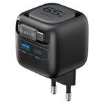 Havit UC253 65W 3-in-1 GaN 여행용 충전기 및 타입-C 리트랙터블 케이블, UC253(유럽 플러그)