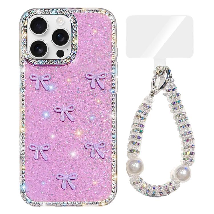 Sparkling IMD Colorful Bow Phone Case with Bracelet, For iPhone 13 Pro, For iPhone 13