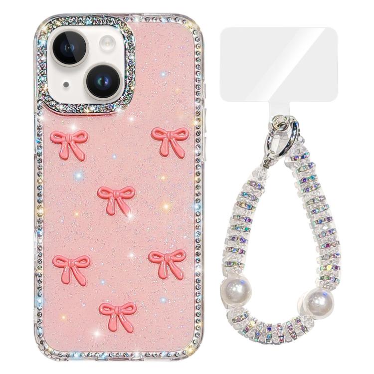 Sparkling IMD Colorful Bow Phone Case with Bracelet, For iPhone 13 Pro, For iPhone 13
