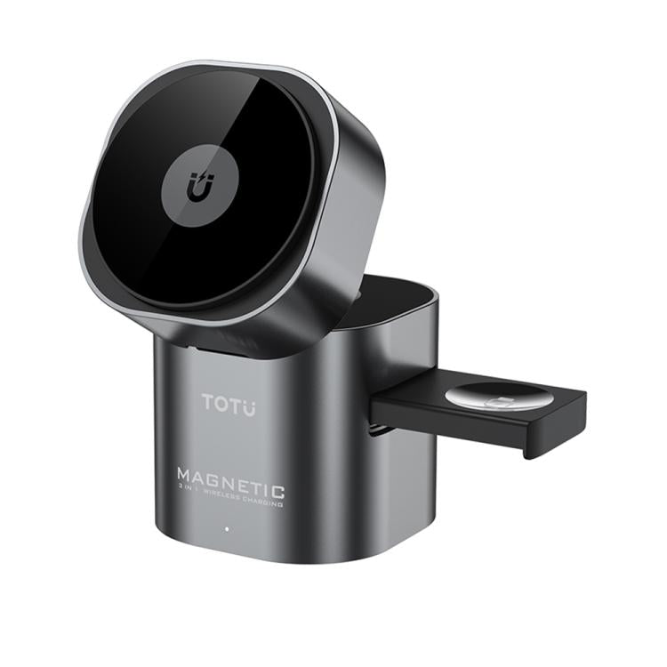TOTU CW-10-W 무선 충전 스테이션 3 in 1 회전 자석 충전 도크 휴대폰 이어버드 시계용, CW-10-W