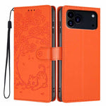 나무 고양이 엠보스드 플립 비건 가죽 폰 케이스, iPhone 17e / 16e용, iPhone 17 Pro Max용, iPhone 17 Pro용, iPhone 17용, iPhone Air용, iPhone 16 Pro Max용