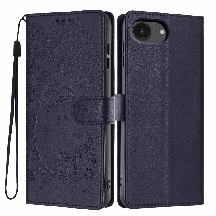 나무 고양이 엠보스드 플립 비건 가죽 폰 케이스, iPhone 17e / 16e용, iPhone 17 Pro Max용, iPhone 17 Pro용, iPhone 17용, iPhone Air용, iPhone 16 Pro Max용