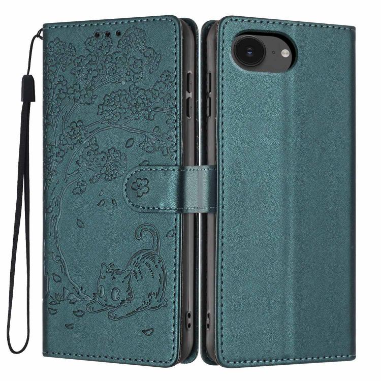 나무 고양이 엠보스드 플립 비건 가죽 폰 케이스, iPhone 17e / 16e용, iPhone 17 Pro Max용, iPhone 17 Pro용, iPhone 17용, iPhone Air용, iPhone 16 Pro Max용