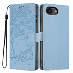 나무 고양이 엠보스드 플립 비건 가죽 폰 케이스, iPhone 17e / 16e용, iPhone 17 Pro Max용, iPhone 17 Pro용, iPhone 17용, iPhone Air용, iPhone 16 Pro Max용