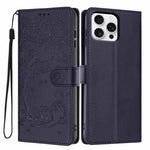 나무 고양이 엠보스드 플립 비건 가죽 폰 케이스, iPhone 17e / 16e용, iPhone 17 Pro Max용, iPhone 17 Pro용, iPhone 17용, iPhone Air용, iPhone 16 Pro Max용