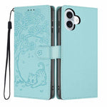 나무 고양이 엠보스드 플립 비건 가죽 폰 케이스, iPhone 16 Pro용, iPhone 16 Plus용, iPhone 16용, iPhone 15 Pro Max용, iPhone 15 Pro용, iPhone 15 Plus용
