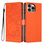 나무 고양이 엠보스드 플립 비건 가죽 폰 케이스, iPhone 16 Pro용, iPhone 16 Plus용, iPhone 16용, iPhone 15 Pro Max용, iPhone 15 Pro용, iPhone 15 Plus용