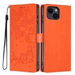 나무 고양이 엠보스드 플립 비건 가죽 폰 케이스, iPhone 16 Pro용, iPhone 16 Plus용, iPhone 16용, iPhone 15 Pro Max용, iPhone 15 Pro용, iPhone 15 Plus용