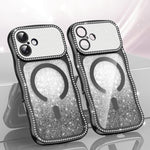 물결 프레임 별 다이아몬드 전기 도금 TPU 글리터 자석 폰 케이스, iPhone 17 Pro Max용, iPhone 17 Pro용, iPhone 17용, iPhone 16 Pro Max용, iPhone 16 Pro용, iPhone 16용