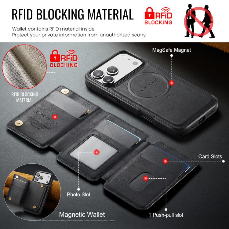 MAGKING K3 시리즈 MagSafe RFID K3 Pro 카드 가방 분리형 폰 케이스, iPhone 17 Pro Max용, iPhone 17 Pro용, iPhone Air용