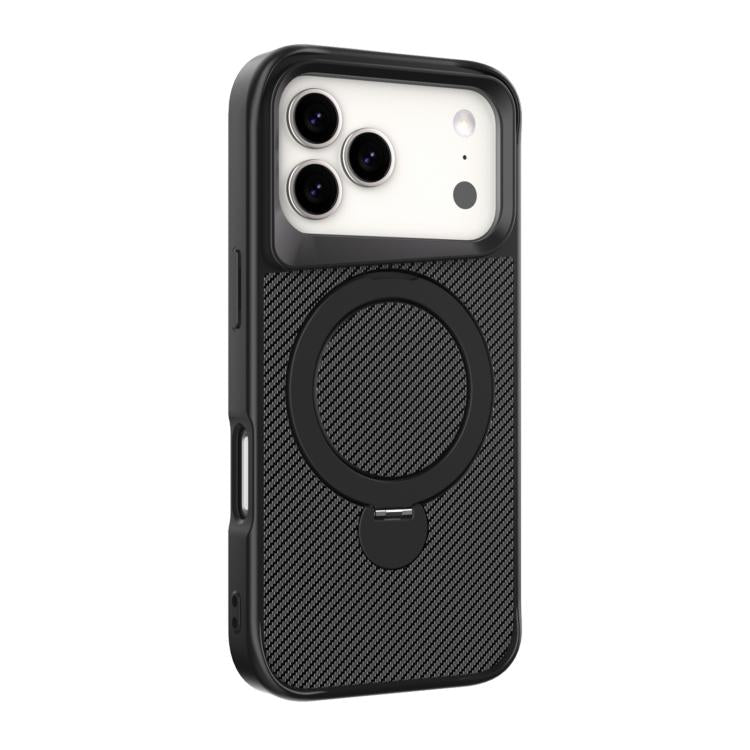 카본 파이버 텍스처 360 MagSafe 홀더 폰 케이스, iPhone 17 Pro Max용