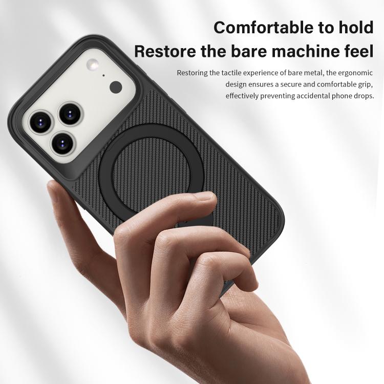 카본 파이버 텍스처 360 MagSafe 홀더 폰 케이스, iPhone 17 Pro Max용