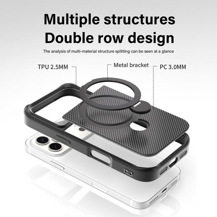 카본 파이버 텍스처 360 MagSafe 홀더 폰 케이스, iPhone 17 Pro Max용
