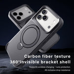 카본 파이버 텍스처 360 MagSafe 홀더 폰 케이스, iPhone 17 Pro Max용