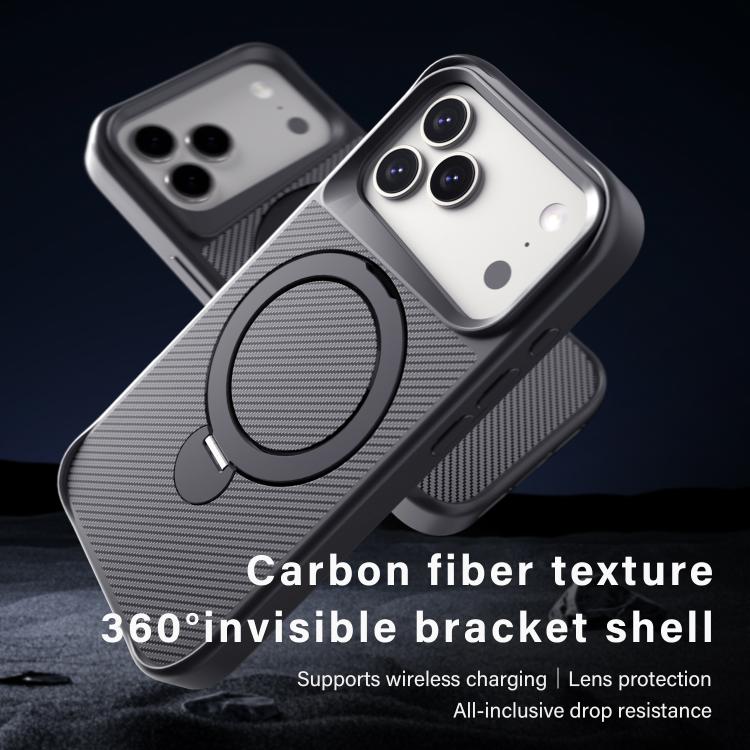카본 파이버 텍스처 360 MagSafe 홀더 폰 케이스, iPhone 17 Pro Max용