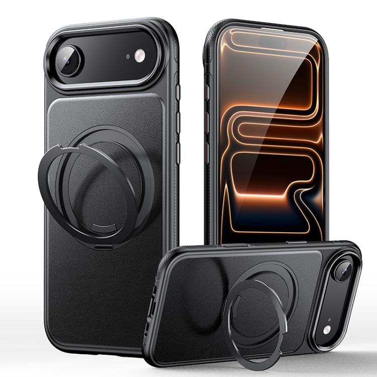 가죽 텍스처 360도 회전 자석 홀더 폰 케이스, iPhone 17 Pro Max용, iPhone 17 Pro용, iPhone 17용, iPhone Air용, iPhone 16 Pro Max용, iPhone 16 Pro용, iPhone 16 Plus용, iPhone 16용