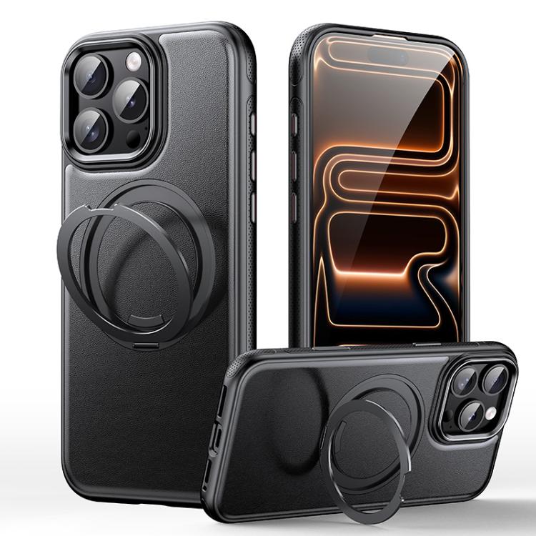 가죽 텍스처 360도 회전 자석 홀더 폰 케이스, iPhone 17 Pro Max용, iPhone 17 Pro용, iPhone 17용, iPhone Air용, iPhone 16 Pro Max용, iPhone 16 Pro용, iPhone 16 Plus용, iPhone 16용