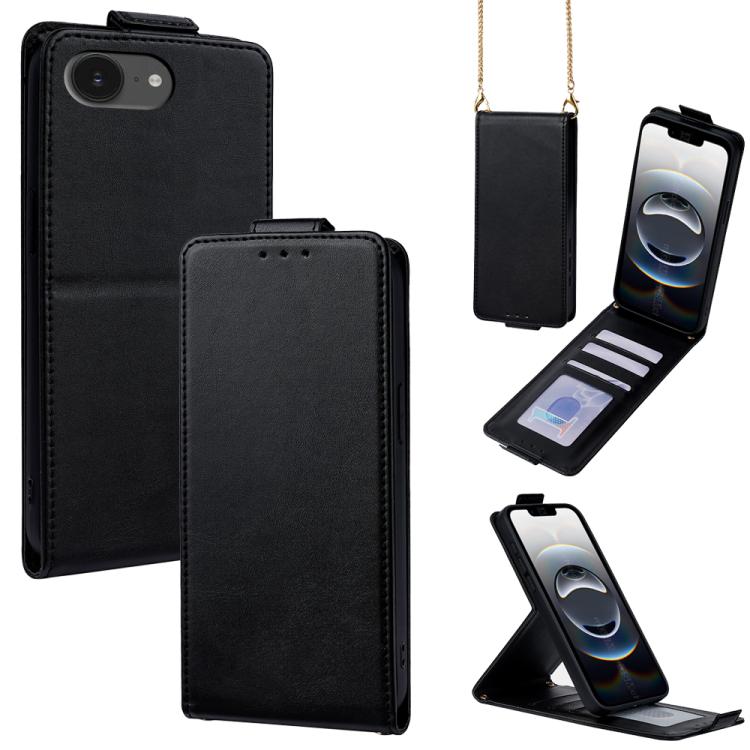 세로 플립 커버 단색 비건 가죽 폰 케이스 크로스바디 체인 포함, iPhone 17e / 16e용, iPhone 17 Pro Max용, iPhone 17 Pro용, iPhone 17용, iPhone Air용, iPhone 16 Pro Max용, iPhone 16 Pro용, iPhone 16 Plus용, iPhone 16용