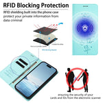 귀여운 고양이 엠보싱 자석 RFID 비건 가죽 휴대폰 케이스, 아이폰 17e / 16e용, 아이폰 17 프로 맥스용, 아이폰 17 프로용, 아이폰 17용