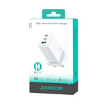 JOYROOM JR-TG10 65W GaN 듀얼 타입-C, USB 3포트 충전기 및 타입-C to 8핀 케이블, 영국 플러그