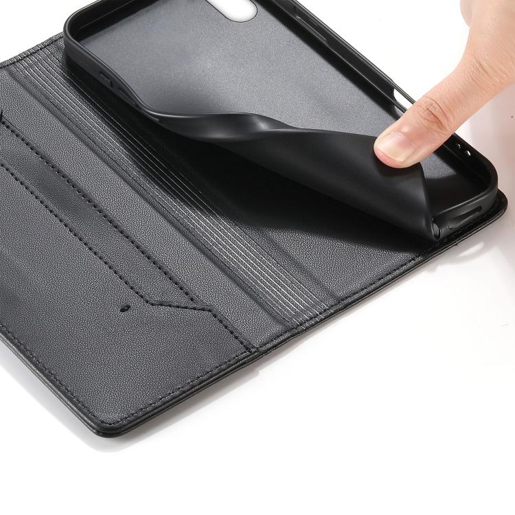 스티치 라인 자석 RFID 비건 가죽 폰 케이스, iPhone X / XS용, iPhone XR용, iPhone XS Max용, iPhone 8 Plus / 7 Plus용