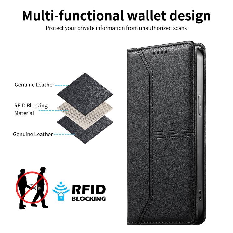 스티치 라인 자석 RFID 비건 가죽 폰 케이스, iPhone X / XS용, iPhone XR용, iPhone XS Max용, iPhone 8 Plus / 7 Plus용