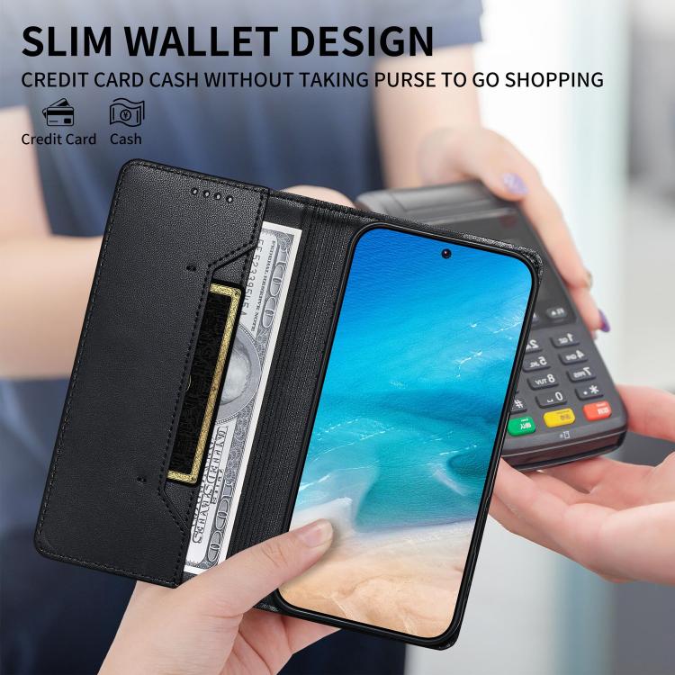 스티치 라인 자석 RFID 비건 가죽 폰 케이스, iPhone X / XS용, iPhone XR용, iPhone XS Max용, iPhone 8 Plus / 7 Plus용