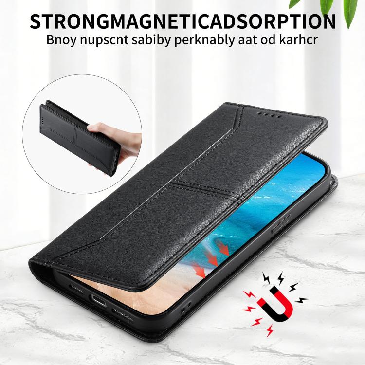 스티치 라인 자석 RFID 비건 가죽 폰 케이스, iPhone X / XS용, iPhone XR용, iPhone XS Max용, iPhone 8 Plus / 7 Plus용