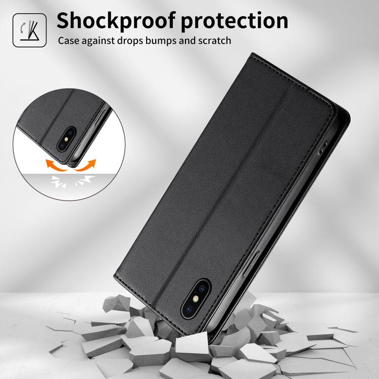 스티치 라인 자석 RFID 비건 가죽 폰 케이스, iPhone X / XS용, iPhone XR용, iPhone XS Max용, iPhone 8 Plus / 7 Plus용