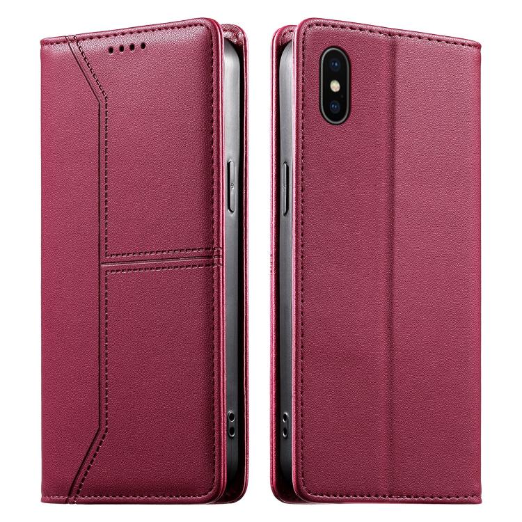스티치 라인 자석 RFID 비건 가죽 폰 케이스, iPhone X / XS용, iPhone XR용, iPhone XS Max용, iPhone 8 Plus / 7 Plus용
