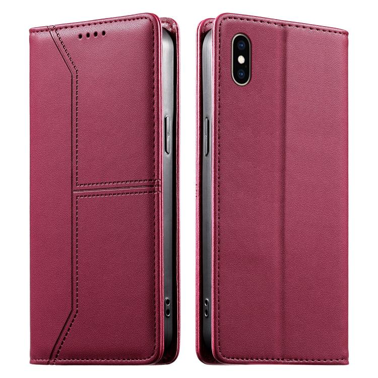 스티치 라인 자석 RFID 비건 가죽 폰 케이스, iPhone X / XS용, iPhone XR용, iPhone XS Max용, iPhone 8 Plus / 7 Plus용