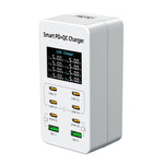 A8C 2 x USB-A 및 6 x USB-C / 타입-C 포트 데스크탑 디지털 디스플레이 멀티포트 충전기, 미국 플러그, 유럽 플러그, 영국 플러그, 호주 플러그