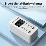 A8C 2 x USB-A 및 6 x USB-C / 타입-C 포트 데스크탑 디지털 디스플레이 멀티포트 충전기, 미국 플러그, 유럽 플러그, 영국 플러그, 호주 플러그