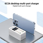 A8C 2 x USB-A 및 6 x USB-C / 타입-C 포트 데스크탑 디지털 디스플레이 멀티포트 충전기, 미국 플러그, 유럽 플러그, 영국 플러그, 호주 플러그