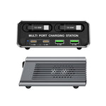 WXL-60C 6-in-1 데스크탑 멀티 포트 충전 스테이션 내장 듀얼 텔레스코픽 케이블, WXL-60C