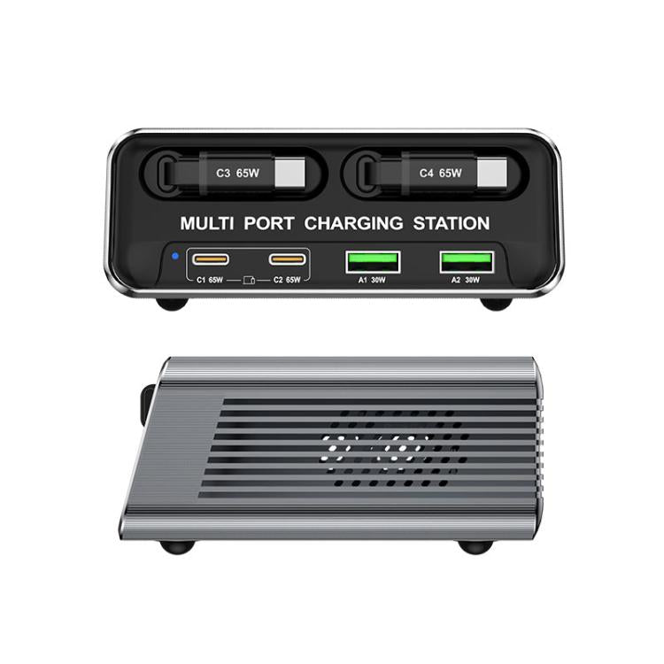 WXL-60C 6-in-1 데스크탑 멀티 포트 충전 스테이션 내장 듀얼 텔레스코픽 케이블, WXL-60C