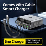 WXL-60C 6-in-1 데스크탑 멀티 포트 충전 스테이션 내장 듀얼 텔레스코픽 케이블, WXL-60C